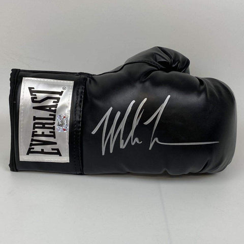 Autographed/Signed MIKE TYSON Black Everlast Boxing Glove Athlete Hologram COA