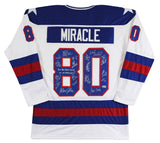 1980 USA Hockey 18 Autos Craig, Eruzione, Broten Signed White Jersey BAS Witness