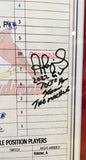 Albert Pujols Autographed 3X Inscribed GU Line-up Card 700th HR Season -Fanatics