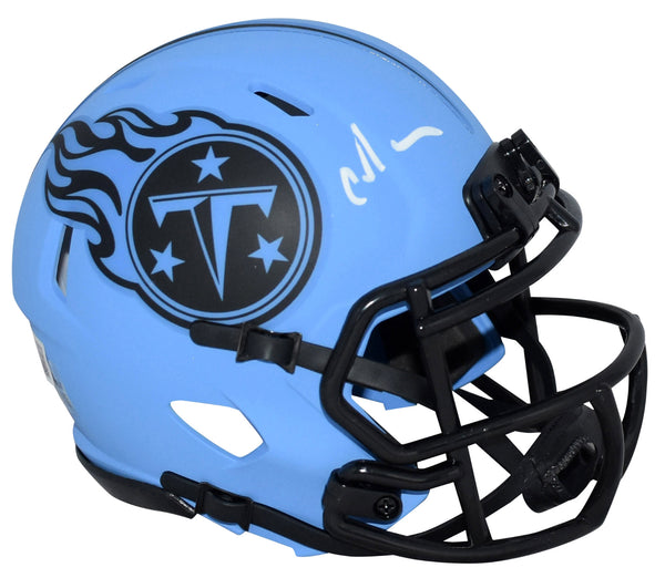 CHRIS JOHNSON AUTOGRAPHED TENNESSEE TITANS RAVE SPEED MINI HELMET BECKETT