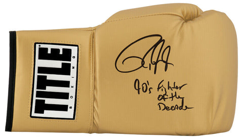 Roy Jones Jr. Signed Title Gold Boxing Glove w/Fighter of the Decade - (SS COA)