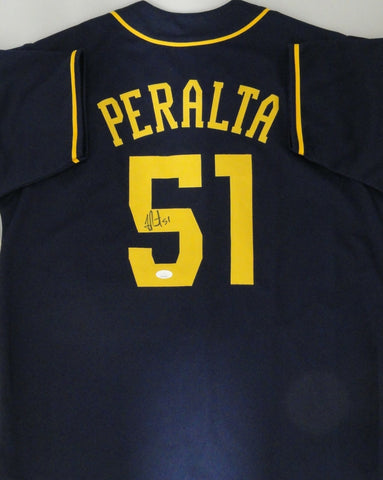 Brewers FREDDY PERALTA Signed Custom Replica Blue Jersey AUTO - JSA