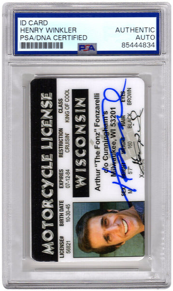 Henry Winkler Signed Happy Days 'The Fonz' Fonzarelli Wisconsin License -PSA/DNA