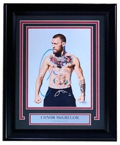 Conor McGregor Signed Framed 8x10 UFC Flex Photo PSA Hologram