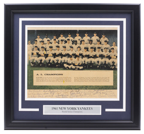Mantle, Berra Ford & More 1961 Yankees W.S Champs Team Signed 8x10 Photo JSA LOA