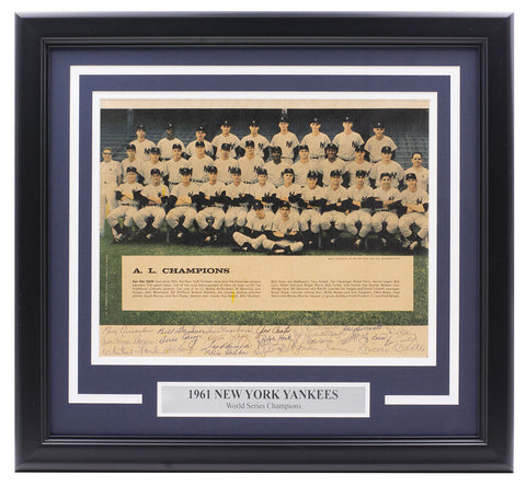 Mantle, Berra Ford & More 1961 Yankees W.S Champs Team Signed 8x10 Photo JSA LOA