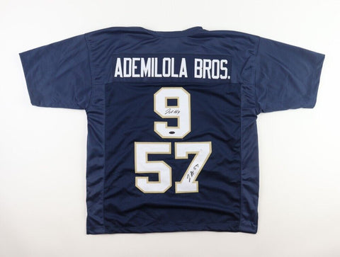 Justin Ademilola & Jayson Ademilola Signed Notre Dame Fighting Irish Jersey /PBI