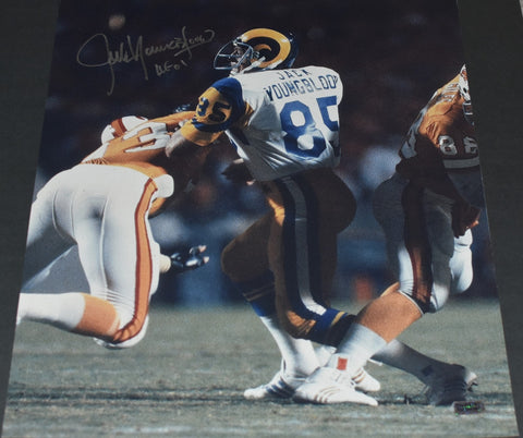 JACK YOUNGBLOOD AUTOGRAPHED LOS ANGELES RAMS 16x20 PHOTO W/ HOF 01