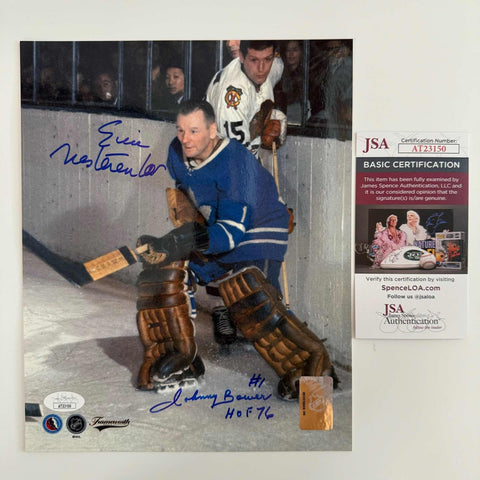 Autographed/Signed Johnny Bower and Eric Nesterenko 8x10 Photo JSA COA