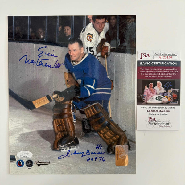 Autographed/Signed Johnny Bower and Eric Nesterenko 8x10 Photo JSA COA
