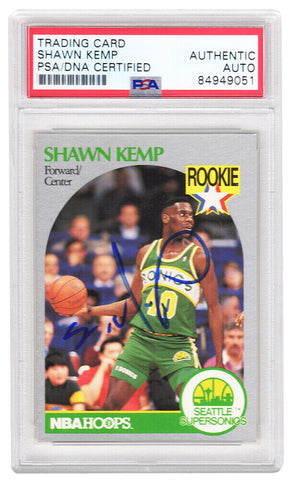 Shawn Kemp Signed 1990 NBA Hoops Rookie Basketball Card #279 -(PSA Encapsulated)