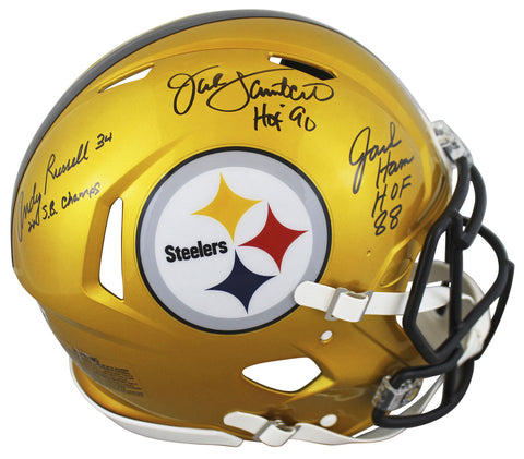 Steelers LBs (3) Signed Flash Full Size Speed Proline Helmet BAS Witnessed