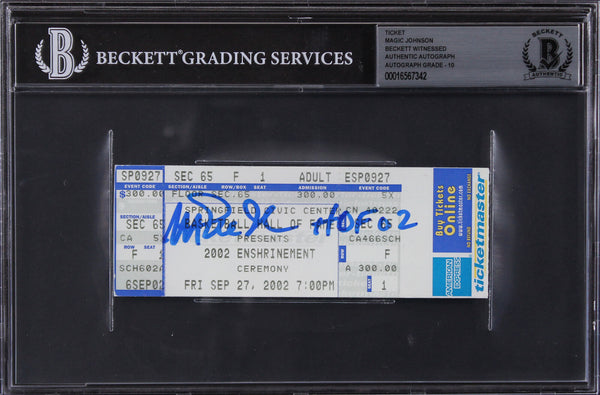 Magic Johnson HOF 02 Signed HOF Induction Ticket Stub Auto 10! BAS Slabbed 2