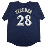 Autographed/Signed Prince Fielder Milwaukee Navy Baseball Jersey JSA COA