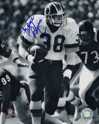 George Rogers Signed Washington B&W White Jersey Action 8x10 Photo - (SS COA)