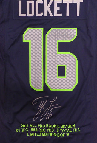Seattle Seahawks Tyler Lockett Autographed Blue Nike Jersey MCS Holo #29740