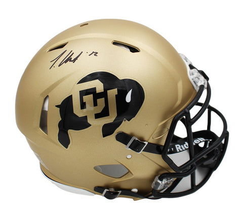 Travis Hunter Signed Colorado Buffaloes Speed Authentic Gold NFL Helmet