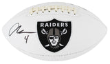 Raiders Aidan O'Connell Authentic Signed White Panel Logo Football BAS Witnessed