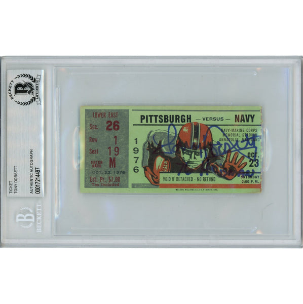 Tony Dorsett Autographed 1976 Pitt vs. Navy Ticket Stub Heisman Beckett 45942