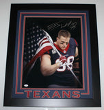 JJ Watt Autographed Houston Texans Framed 16x20 American Flag Photo- JSA W Auth