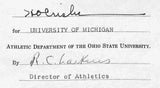 Fritz Crisler HOF Michigan Head Coach Signed/Auto Contract PSA BA199023
