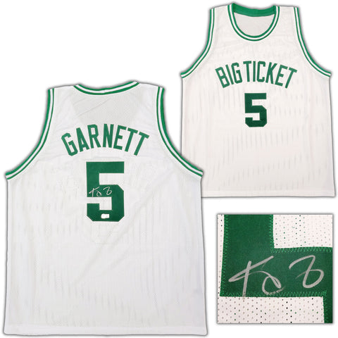 BOSTON CELTICS KEVIN GARNETT AUTOGRAPHED WHITE JERSEY BECKETT BAS QR 203547