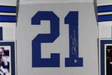 Deion Sanders Autographed/Signed Pro Style White XL Framed Jersey Beckett 51237