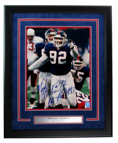 Michael Strahan HOF Inscribed/Signed 11x14 Photo New York Giants Framed JSA 1893