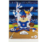Ernie Banks Signed Chicago Cubs Unframed 11x16 Looney Tunes MLB Photo
