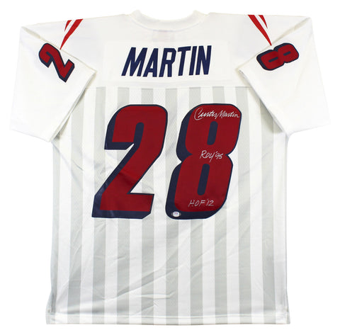 Patriots Curtis Martin "2x Insc" Authentic Signed White M&N Jersey PSA #9A77752