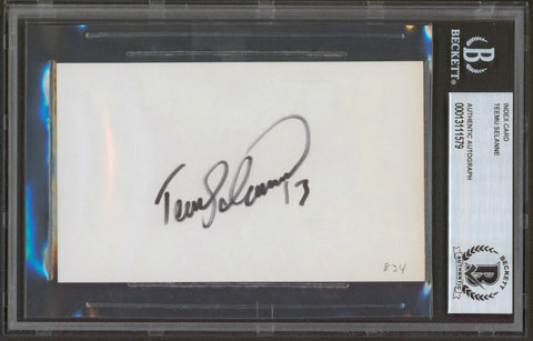Ducks Teemu Selanne Authentic Signed 3x5 Index Card Autographed BAS Slabbed