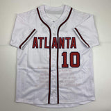 Autographed/Signed CHIPPER JONES Atlanta White Stat Baseball Jersey JSA COA Auto
