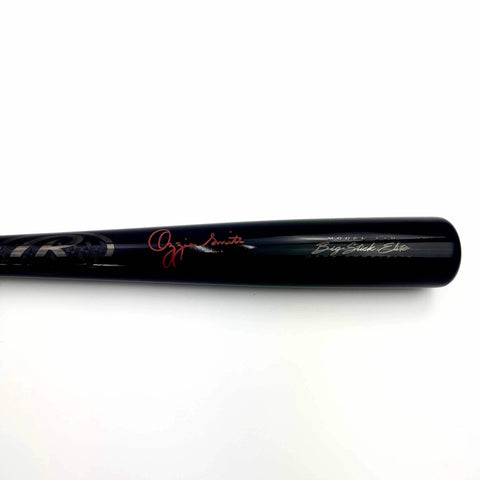 Autographed/Signed Ozzie Smith Black Rawlings Pro Baseball Bat Fanatics COA