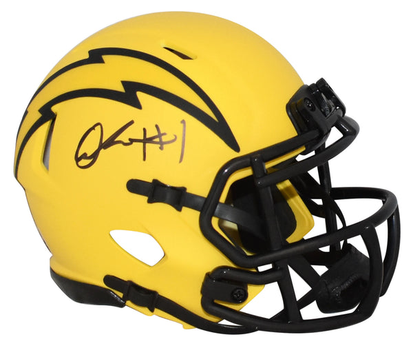 QUENTIN JOHNSTON SIGNED LOS ANGELES CHARGERS RAVE SPEED MINI HELMET BECKETT