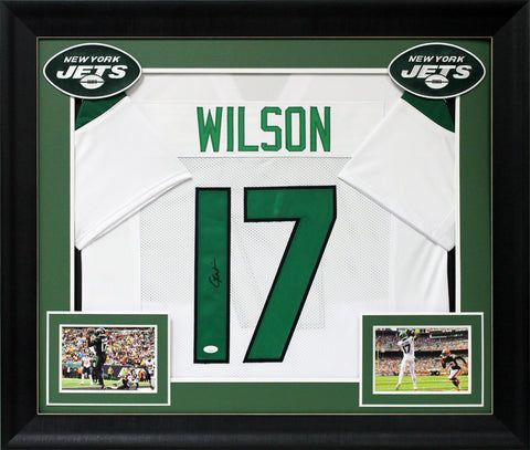 Garrett Wilson Authentic Signed White Pro Style Framed Jersey JSA Witness