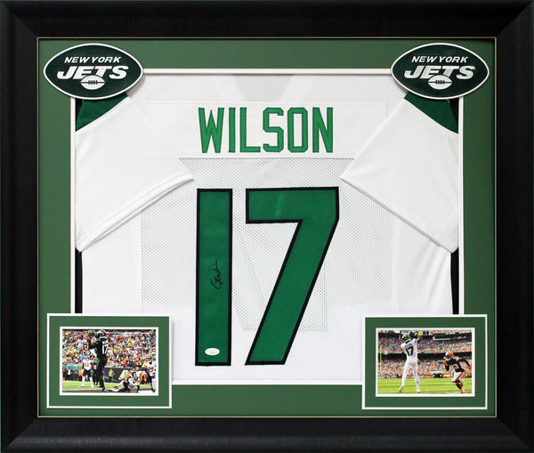 Garrett Wilson Authentic Signed White Pro Style Framed Jersey JSA Witness