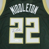 Bucks KHRIS MIDDLETON Signed Milw Custom Replica Green Jersey AUTO - JSA