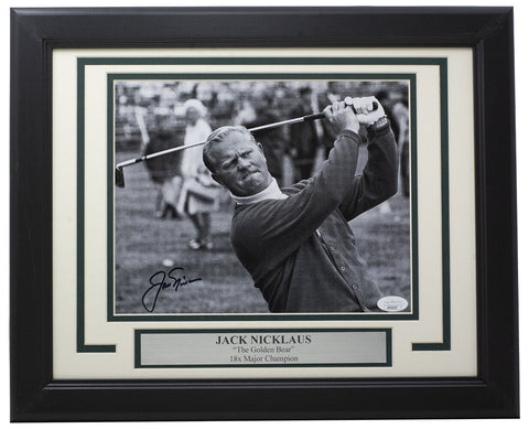 Jack Nicklaus Signed Framed 8x10 Vintage B&W Golf Photo JSA