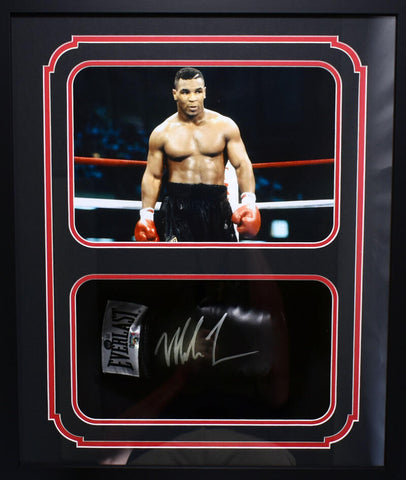 Mike Tyson Autographed Shadow Box Black Everlast Boxing Glove-Beckett Holo *R *1