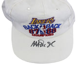Lakers Magic Johnson Signed 1987-1988 NBA Champions Hat BAS Witnessed #W426874