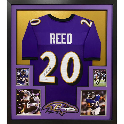Ed Reed Autographed Signed Framed Purple Baltimore Ravens Jersey BECKETT