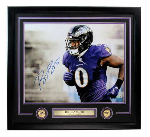 Roquan Smith Ravens Autographed 16x20 Photo Framed Beckett 184989