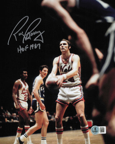 Rick Barry Autographed 8x10 Photo New Jersey Nets "HOF 1987" Beckett QR #BS12919