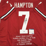 Autographed/Signed RODNEY HAMPTON Georgia Red Stat College Jersey PSA/DNA COA