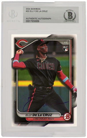 Elly De La Cruz Signed Reds 2024 Bowman RC Card #22 - (Beckett Encapsulated)