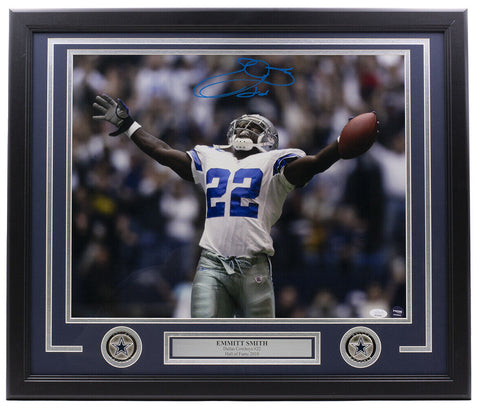 Emmitt Smith Signed Framed Dallas Cowboys 16x20 Photo JSA