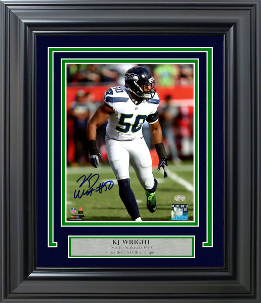 K.J. KJ WRIGHT AUTOGRAPHED FRAMED 8X10 PHOTO SEATTLE SEAHAWKS MCS HOLO 209006