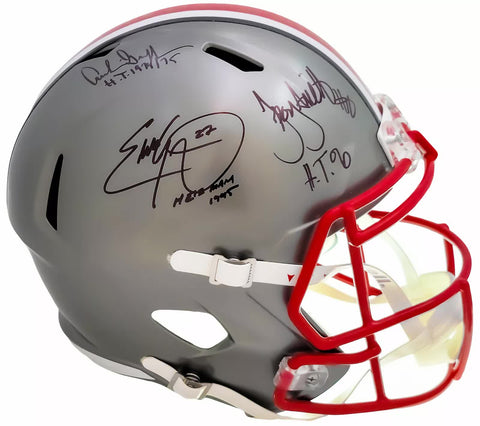 HEISMAN WINNERS AUTO OHIO STATE FLASH FULL SIZE HELMET 3 SIGS BECKETT 203901