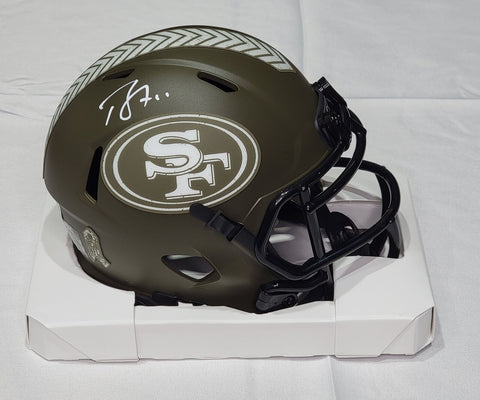Brandon Aiyuk Signed SF 49ers 2022 STS Speed Mini Helmet Beckett Witnessed