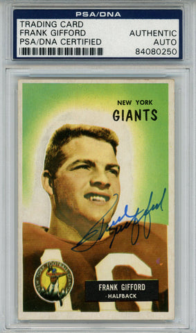 Frank Gifford Autographed/Signed 1955 Bowman #7 Trading Card PSA Slab 43712